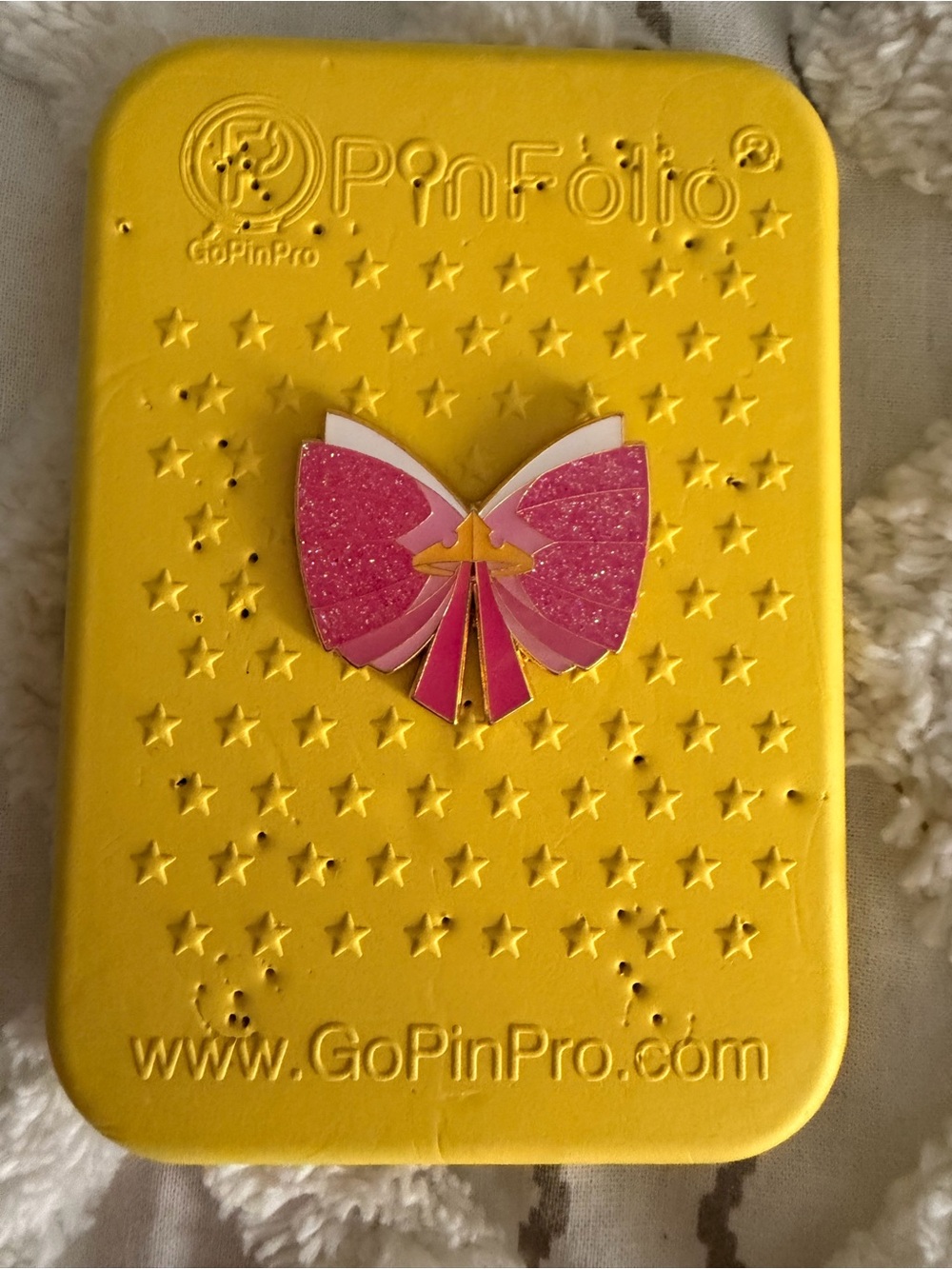 Disney Aurora Glitter Bow Enamel Pin
